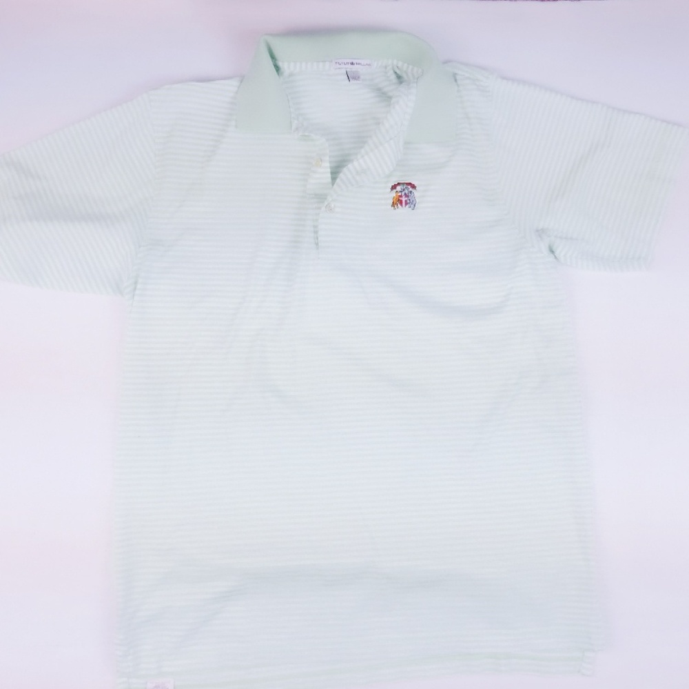 Peter Millar mens L Polo Lime Green/White strips